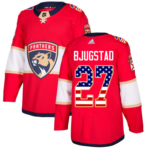 Adidas Panthers #27 Nick Bjugstad Red Home Authentic USA Flag Stitched NHL Jersey